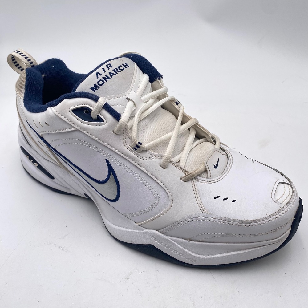 Nike Air Monarch IV Training Shoes Mens 13 White Navy 415445-102 Dad Sneaker Gym